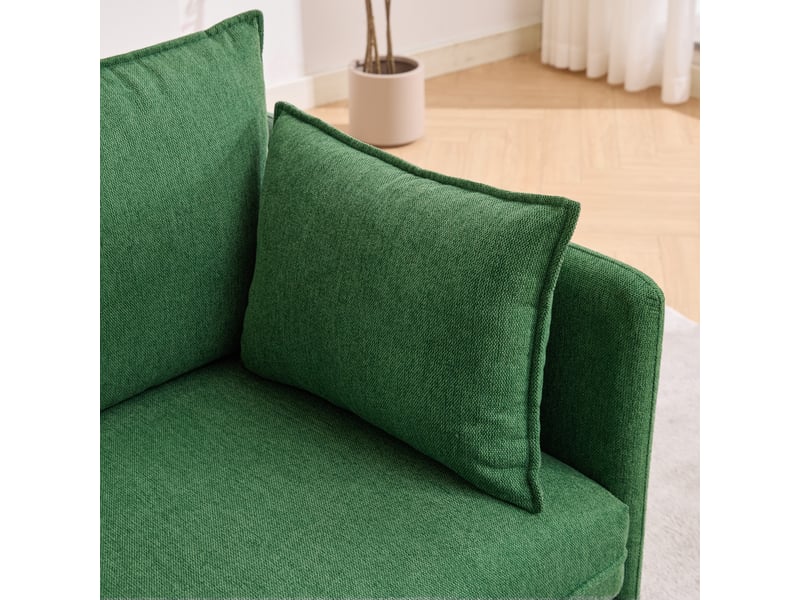 Fauteuil fixe vert en velours avec repose-pieds coffre 149 x 103,5 x 81 cm, style design pour salon et petits espaces W3245S00025 - Conforama E