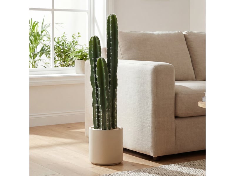  Cactus artificiel 95 cm, plante artificielle en pot, tiges réglables, grand réalisme, pour maison et bureau, vert  - Conforama B