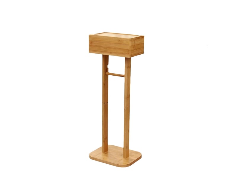  Porte papier toilette sans percer avec étagère en bambou  - Conforama A