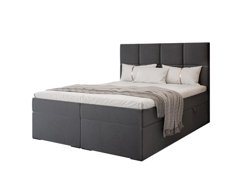  Lit coffre magnus - 140x200 cm - avec matelas et surmatelas - velours dense - gris MAGNUS - Conforama A