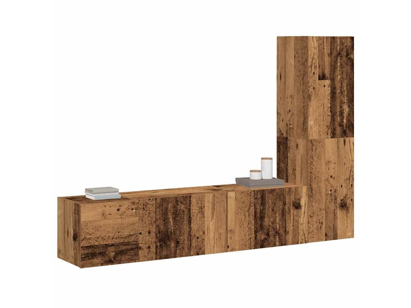  Meubles tv - banc tv - meuble de rangement muraux 3 pcs vieux bois bois d'ingénierie  - Conforama C
