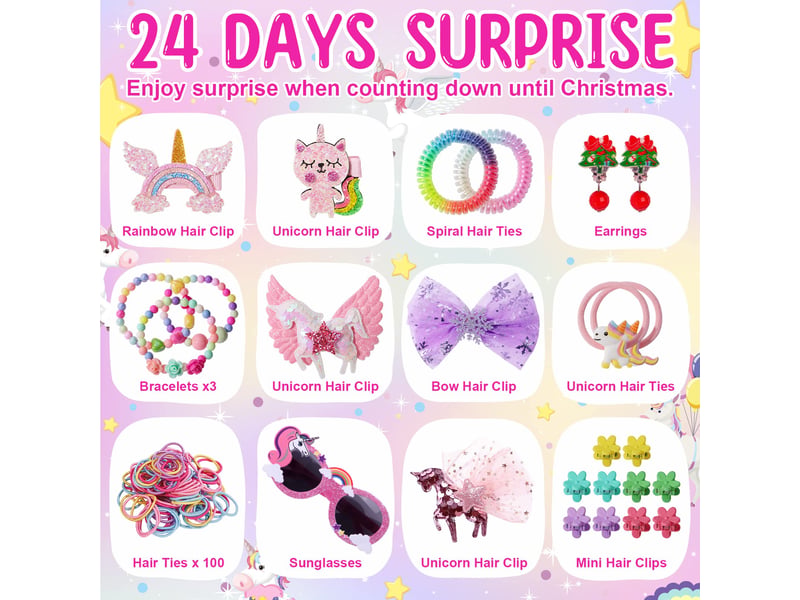  Calendrier de l'avent 2026 fille – 24 jours de surprises licorne, bijoux et cadeaux pour enfants et ados  - Conforama C