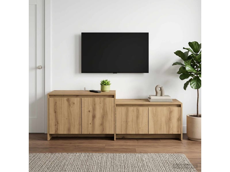  Meuble tv, banc tv 147x35x50 cm chêne artisanal bois d'ingénierie  - Conforama B