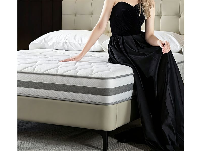  Matelas 90x200 cm - épaisseur 25 cm, soutien h4, 7 zones, ressorts ensachés et deux couches de mousse, certifié oeko-tex, housse polyester, blanc Luxe haut de gamme - Conforama D