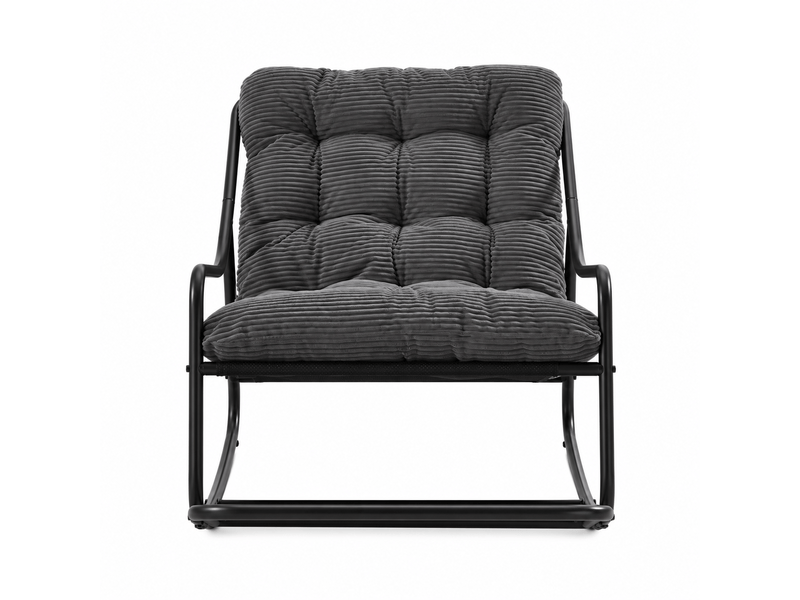  Fauteuil à bascule noir avec coussin gris épais et confortable  - Conforama A