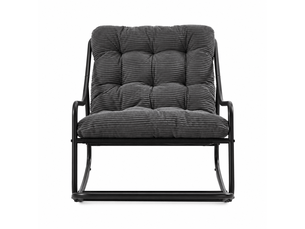 Fauteuil à bascule noir avec coussin gris épais et confortable