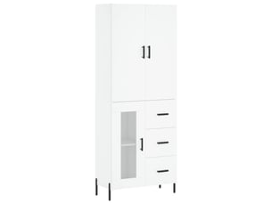 Buffet haut - bahut - meuble de rangement blanc 69,5x34x180 cm bois d'ingénierie