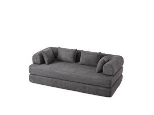 Canapé convertible modulable 2 places 200 x 95 x 68 cm gris en chenille, 4 configurations avec 4 coussins inclus