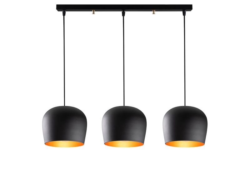  Luminaire 3 suspensions en métal noir et doré jade  - Conforama A