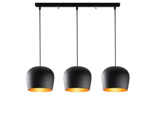 Luminaire 3 suspensions en métal noir et doré jade