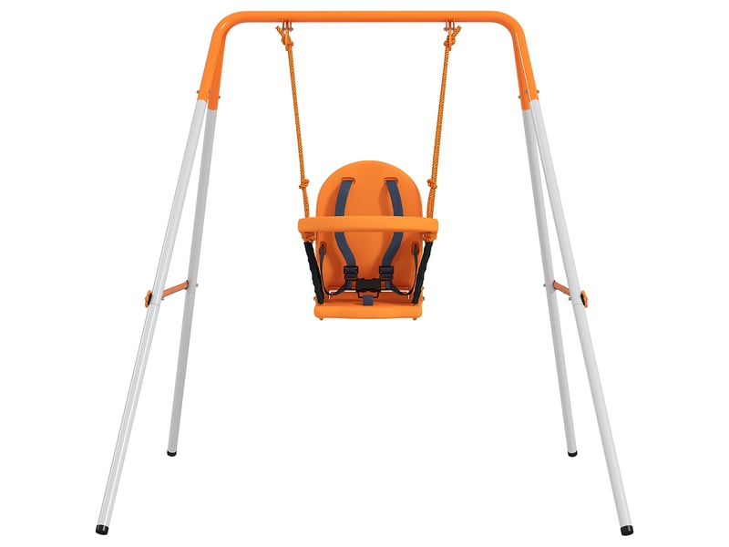  Balançoire portique pour enfants de 6 à 36 mois capacité de charge de 25 kg en acier hauteur 122 cm orange  - Conforama A