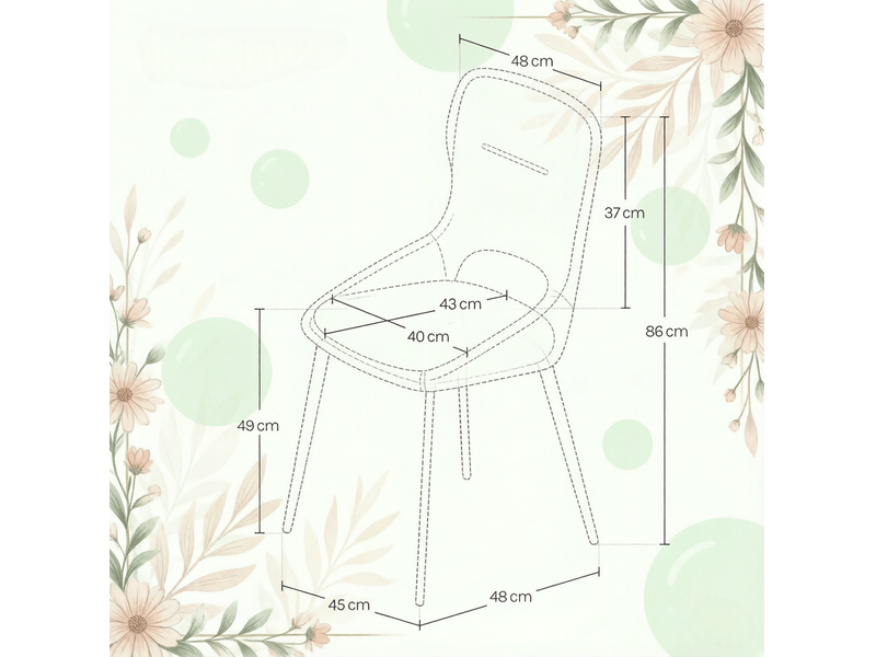  Lot de 2 chaises de salle à manger en chenille beige avec structure en métal  - Conforama E