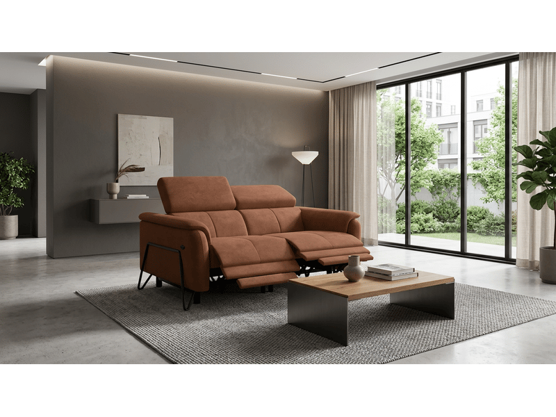  Canapé 2 places roden, 2x relax, tissu velours marron  - Conforama B