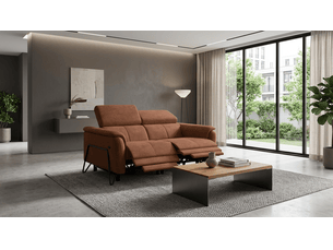 Canapé 2 places roden, 2x relax, tissu velours marron