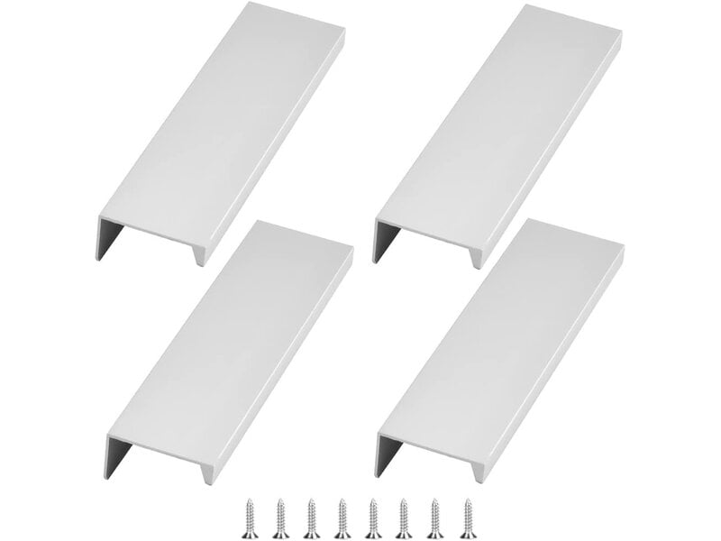  Jeu de 4 poignées cachées en aluminium argenté, poignées invisibles modernes pour cuisine, tiroirs et portes  - Conforama A