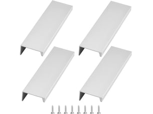 Jeu de 4 poignées cachées en aluminium argenté, poignées invisibles modernes pour cuisine, tiroirs et portes