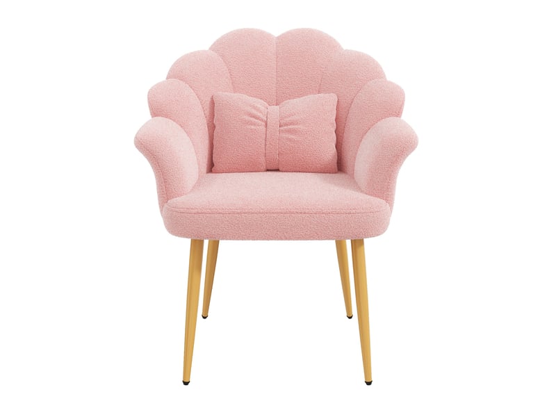  Lot de 6 fauteuils de salle à manger 64x65,5x85 cm avec coussins, rose et doré  - Conforama D