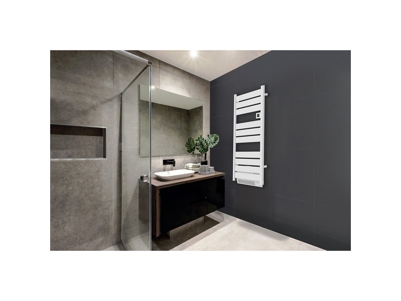  Voltman-sèche serviette aluminium 500 + 1000w + soufflerie - barres plates - blanc - voltman  - Conforama D