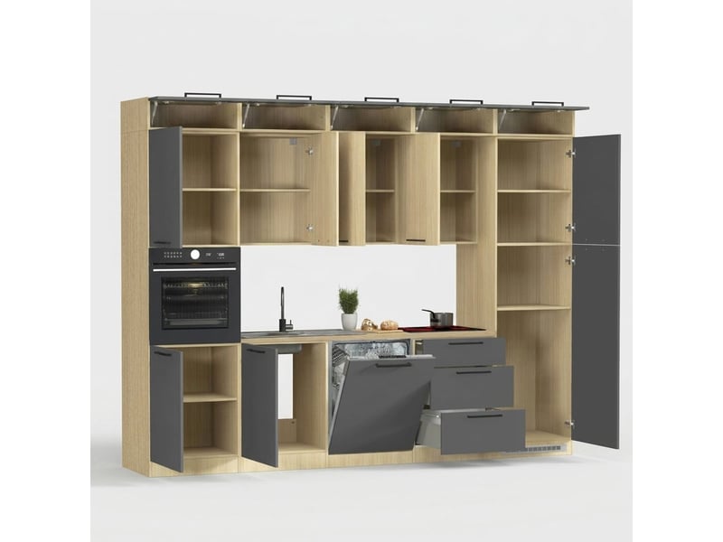 Cuisine complète linéaire moderne avec évier luna 300x232 - anthracite  - Conforama C