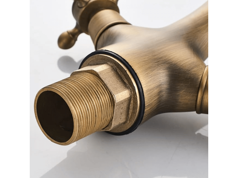  Robinet de lavabo vintage en laiton massif à double poignée, style rétro classique, eau chaude et froide, bronze antique  - Conforama B