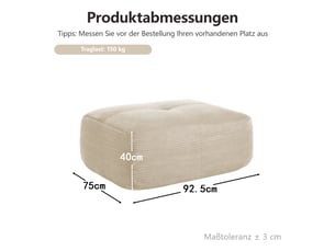 Pouf / repose pied  92.5x75x40cm beige