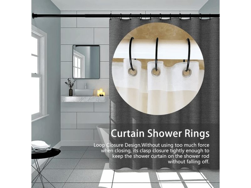  Noir - 24 crochets de rideau de douche antirouille pour salle de bain, anneaux de rideau de douche décoratifs, de tringle à rideau de douche  - Conforama C