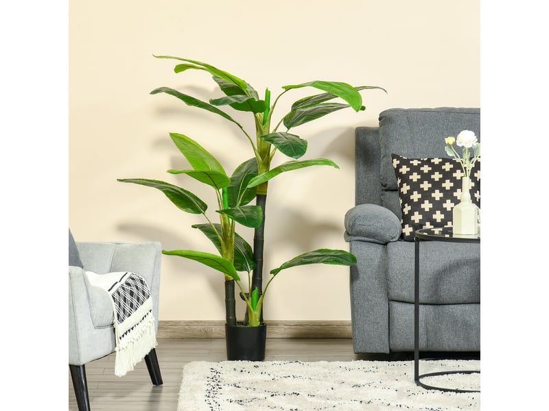  Bananier artificiel en pot de 150 cm, pour une utilisation intérieure et extérieure  - Conforama C