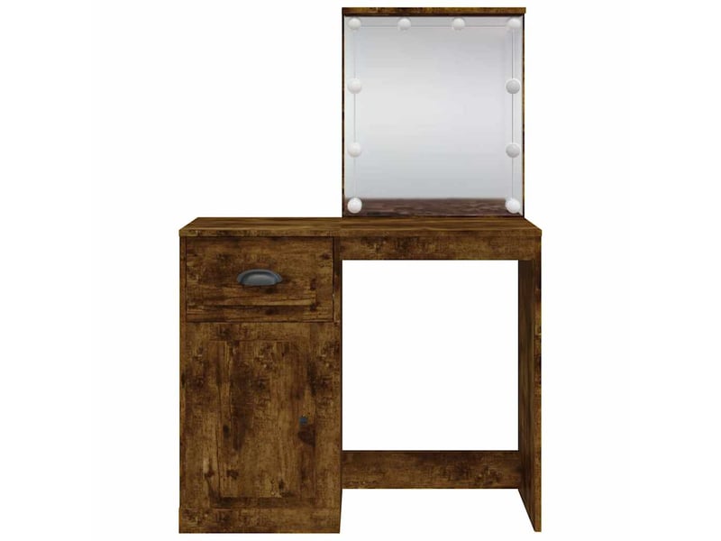  Coiffeuse, table de maquillage avec lumières led chêne fumé 90x42x132,5 cm  - Conforama E