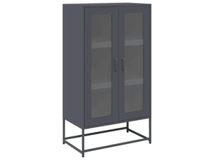 Buffet haut - bahut - meuble de rangement anthracite 68x39x123 cm acier