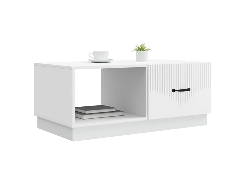  Table basse - table de salon - table à thé blanc 90 x 50 x 37 cm bois d'ingénierie  - Conforama C