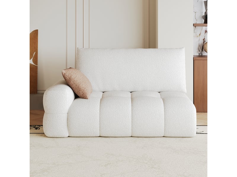  Canapé 2 places avec méridienne réversible sans montage  - assise moelleuse, tissu doux - blanc crème  - Conforama C