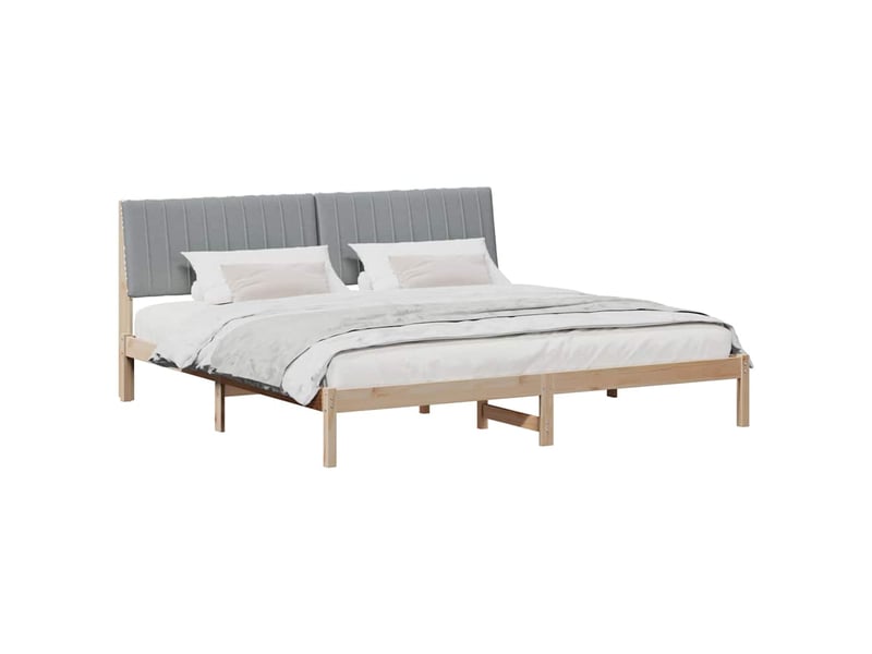  Lit double- lit adulte -  cadre de lit avec tête de lit marron 200 x 200 cm pin massif  - Conforama B