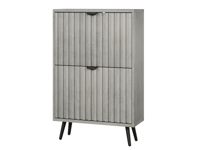 Meuble à chaussures modèle groove 60 cm, gris, 2 tiroirs basculants, rangement caché pour entrée - Conforama E