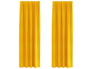 Lot de 2 rideaux, rideaux de fenêtre jaune moutarde 140 x 225 cm velours cf44080