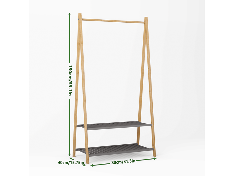  Portemanteau en bambou avec deux étagères  - Conforama C