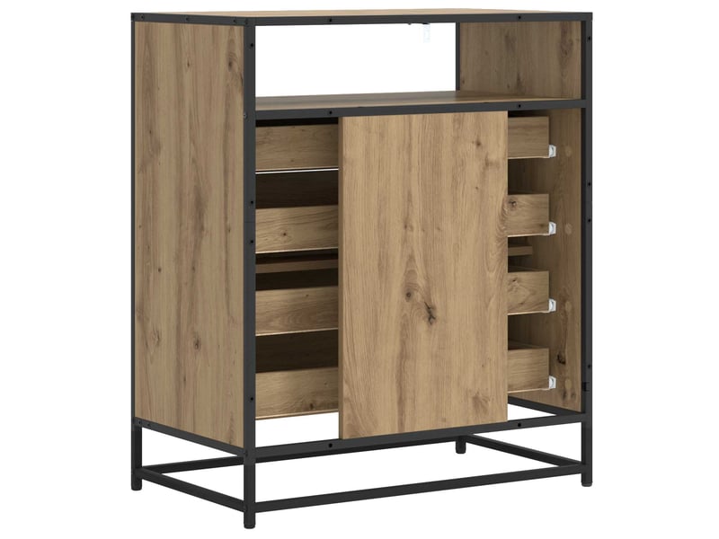  Armoire à tiroirs, commode 4-tiroir chêne artisanal 70x41x83,5 cm  - Conforama E