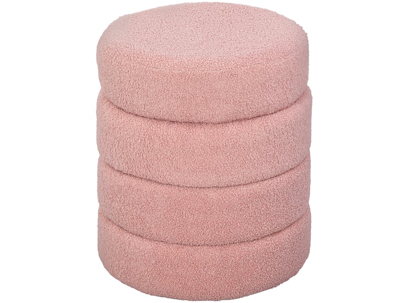  Pouf rond en tissu peluche rose ø 40 x h 45 cm  - Conforama B