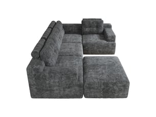 Canapé d'angle, canapé modulable, gris, sans montage, sans cadre, en chenille