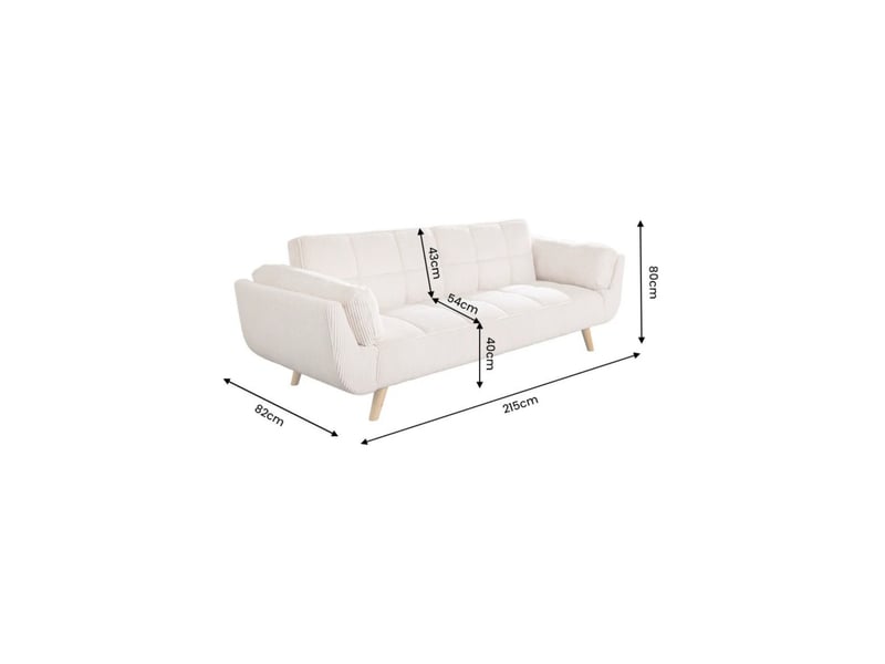  Canapé convertible nevisi 3 places 215x82 cm - tissu côtelé beige - couchage 165x100 cm  - Conforama C