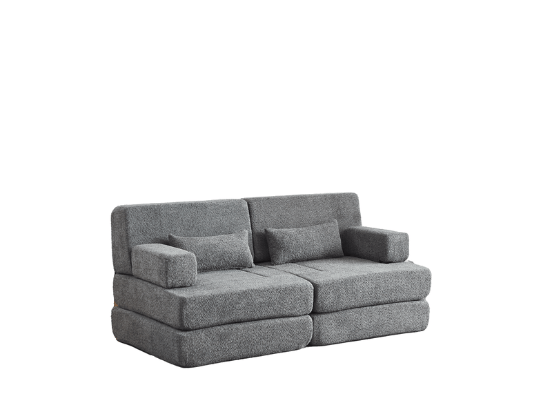  Canapé convertible 2 places 2 en 1-modulable pliable-chenille-lit d'appoint-cadre métal-compressé-gris  - Conforama A