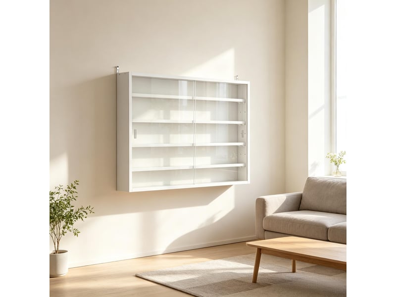  Vitrine murale moderne en verre pour objets de collection et décoration  - Conforama E