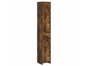 Armoire de salle de bain, meuble de rangement chêne fumé 30x33x190 cm