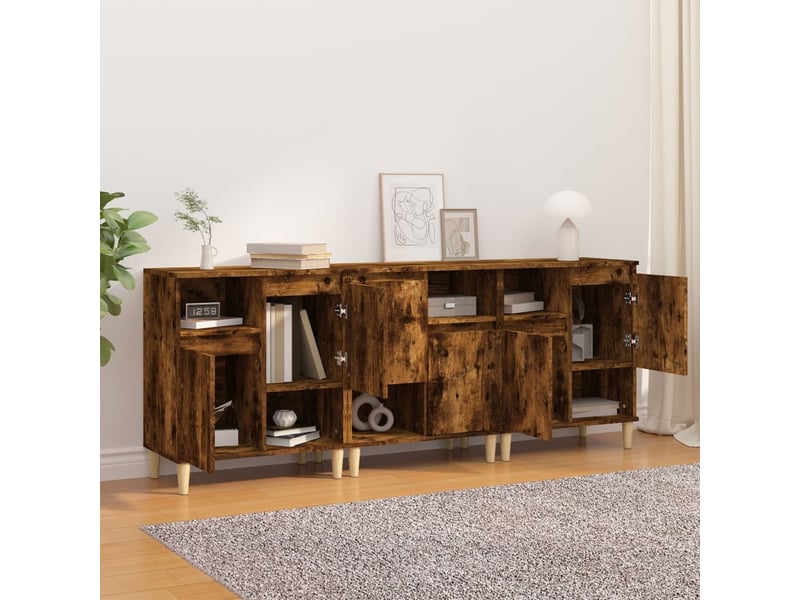  Buffets 3 pcs - bahut - meuble de rangement chêne fumé 60x35x70 cm bois d'ingénierie  - Conforama C