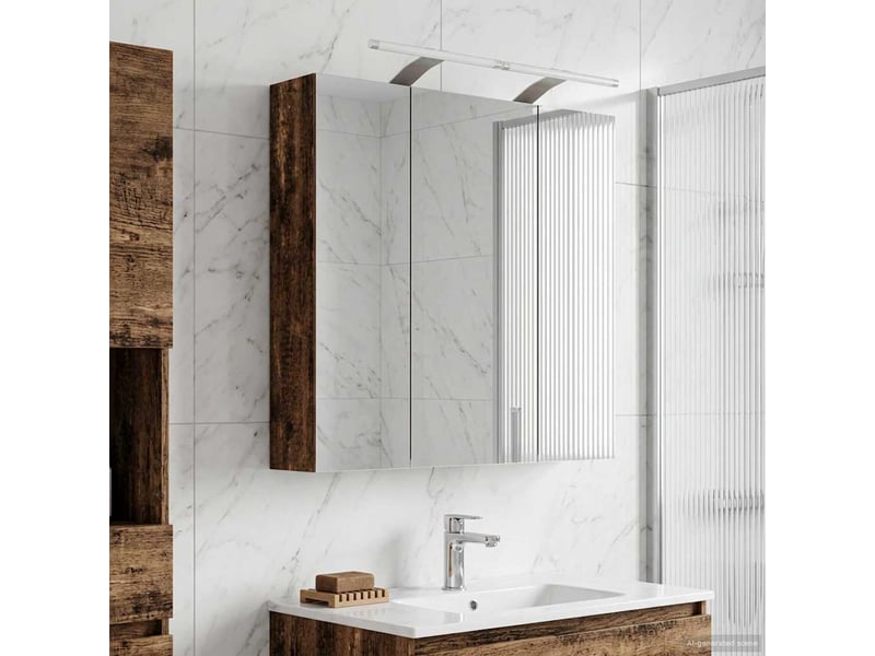  Armoire miroir salle de bain, meuble de rangement bois ancien 70x14.5x70 cm shl5399  - Conforama D
