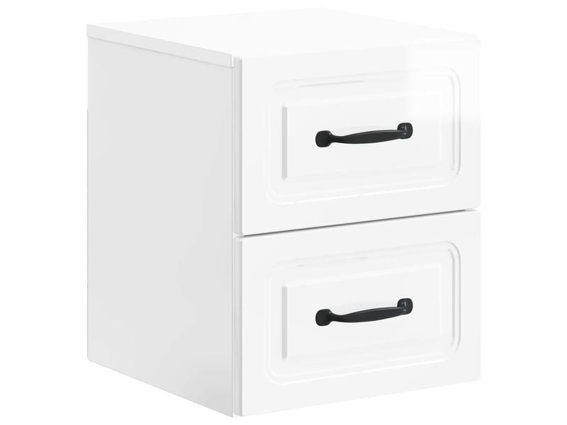  Table de chevet - cabinet de chevet - table de nuit mural blanc brillant 34,5 x 33 x 40 cm  - Conforama A