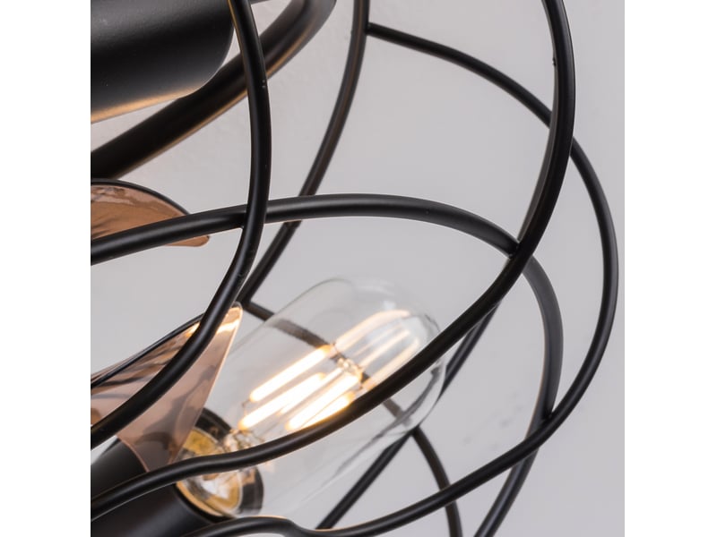  Ventilateur de plafond cage 19 pouces avec lumière, moteur dc réversible, télécommande, noir et noyer  - Conforama W