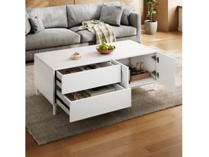 Table basse rectangulaire coloris blanc MEUBLIV - 50 cmx100 cm