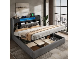Lit coffre 180x200 cm coloris gris