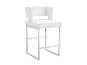 Lot de 2 tabourets de bar 53x48x91 cm, chaises hautes avec assise carrée, meuble cuisine, pieds métal argenté, pu blanc