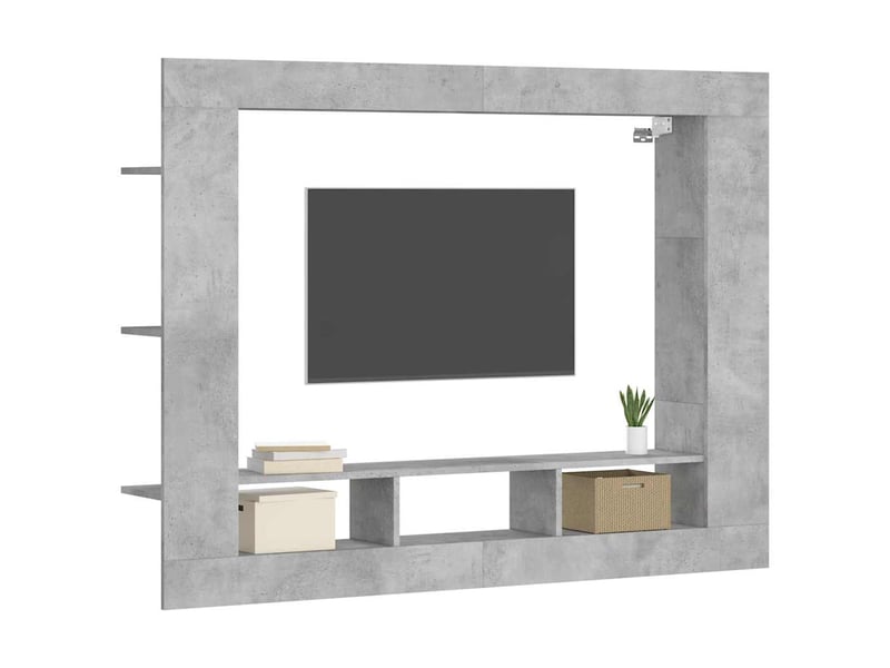  Meuble tv - banc tv - meuble de rangement gris béton 152x22x113 cm bois d'ingénierie  - Conforama C